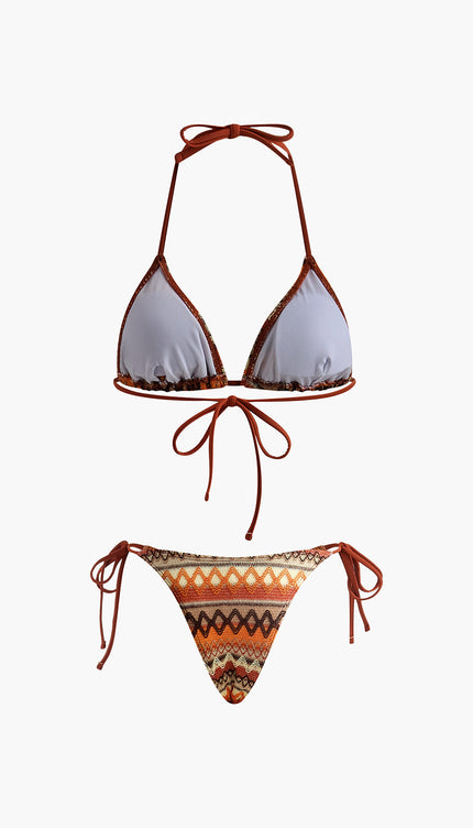 Halter Üçgen Örgü Bikini Takımı