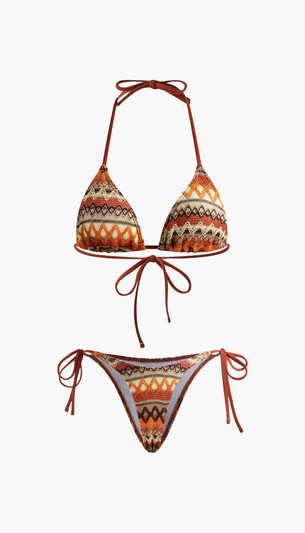 Halter Üçgen Örgü Bikini Takımı