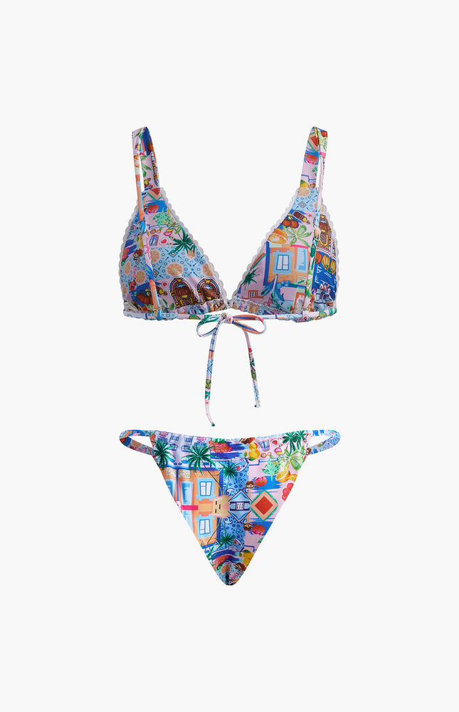 Baskılı İpli Ayarlanabilir Askılı Bikini Takımı