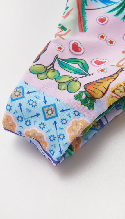 Baskılı İpli Ayarlanabilir Askılı Bikini Takımı