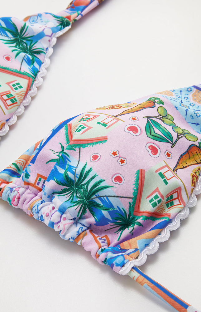 Baskılı İpli Ayarlanabilir Askılı Bikini Takımı