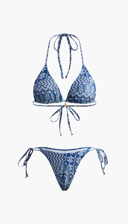 Baskılı Ayarlanabilir Askılı Bikini Takımı