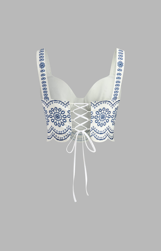 İşlemeli Kolsuz Kravat Sırtlı Etek Takım