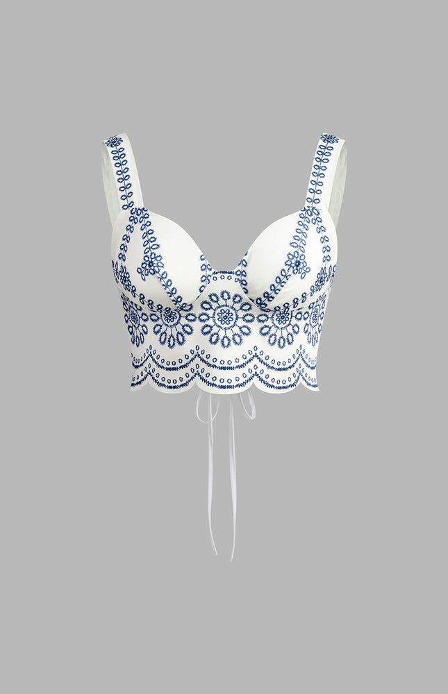 İşlemeli Kolsuz Kravat Sırtlı Etek Takım