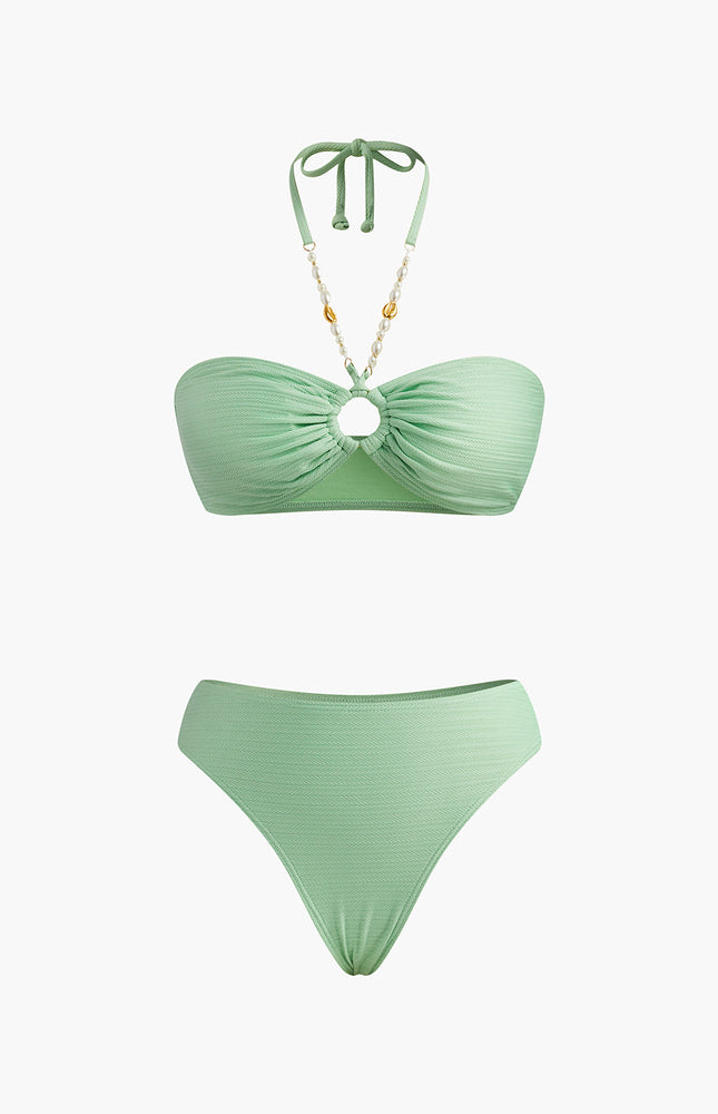 Halter Dokulu O-Ring Bikini Takımı