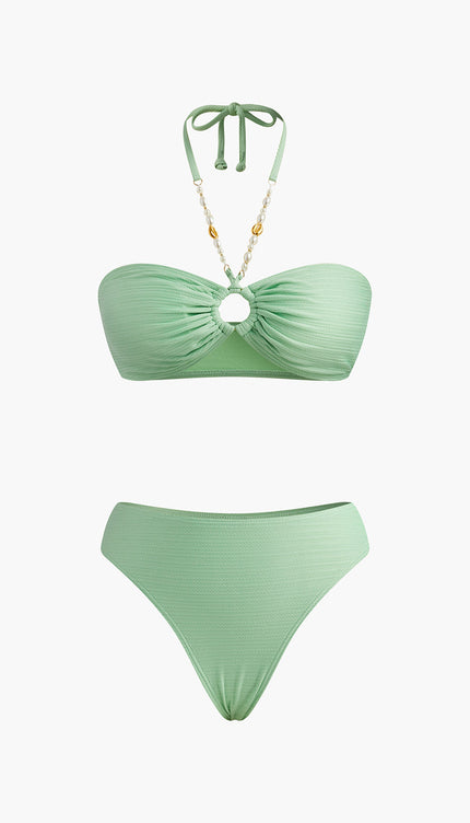 Halter Dokulu O-Ring Bikini Takımı