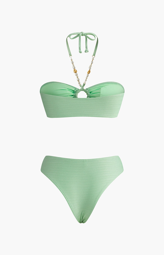 Halter Dokulu O-Ring Bikini Takımı