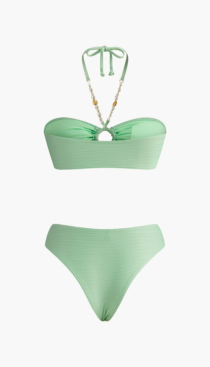 Halter Dokulu O-Ring Bikini Takımı