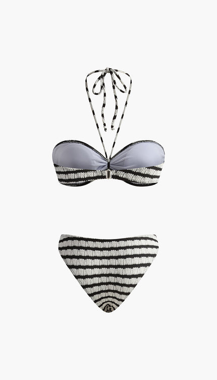 Çizgili Halter Bikini Takımı