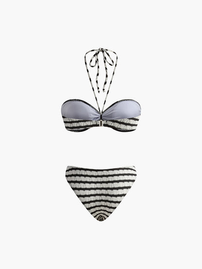 Çizgili Halter Bikini Takımı