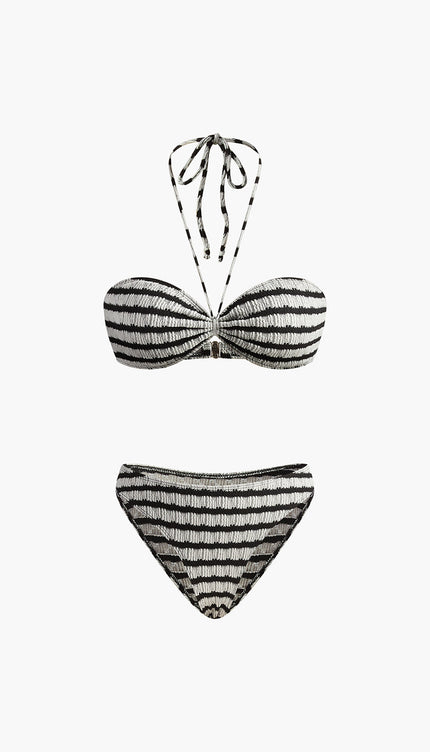 Çizgili Halter Bikini Takımı