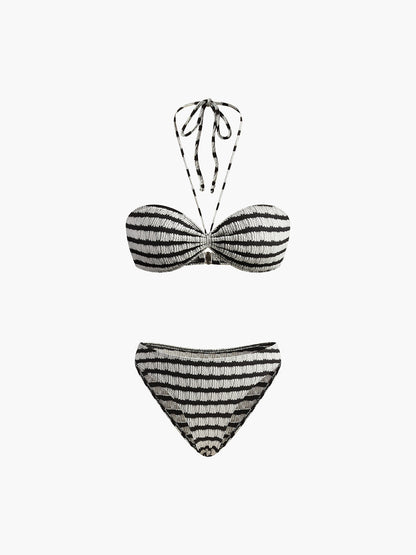 Çizgili Halter Bikini Takımı