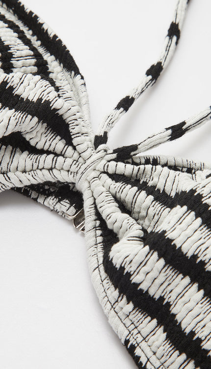 Çizgili Halter Bikini Takımı