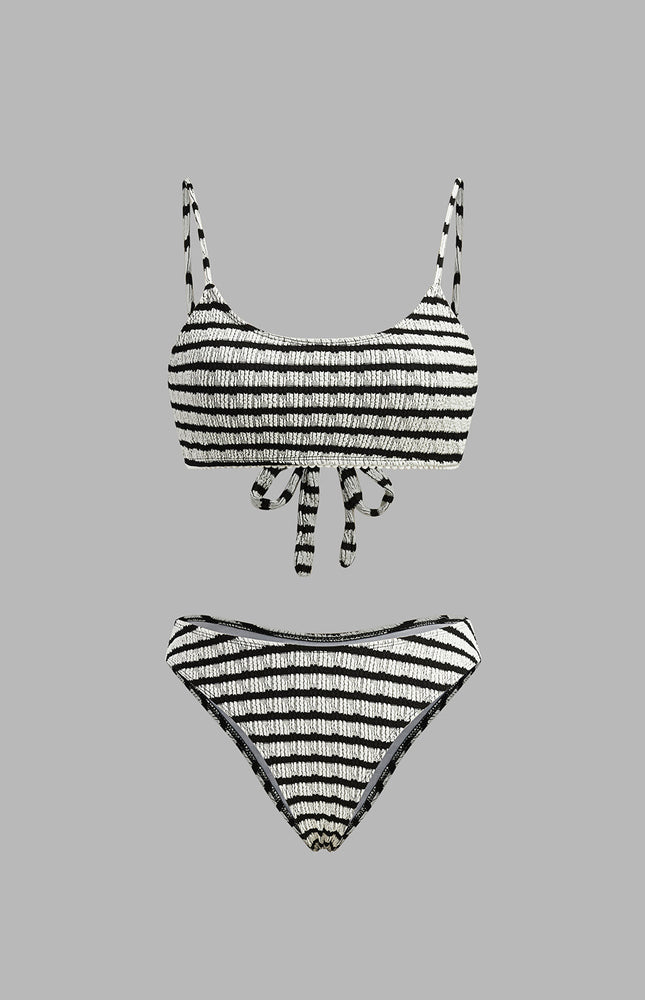 Çizgili Sırtı Bağlamalı Bikini Takımı