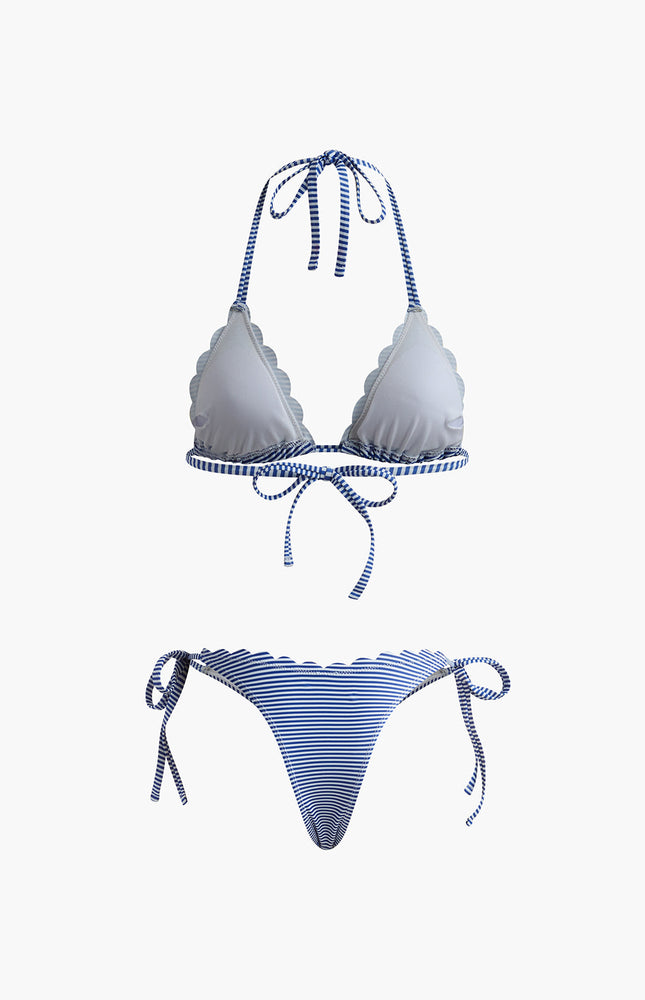 Çizgili Kesim Detay Bikini Seti