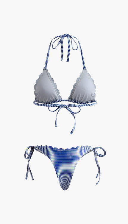 Çizgili Kesim Detay Bikini Seti