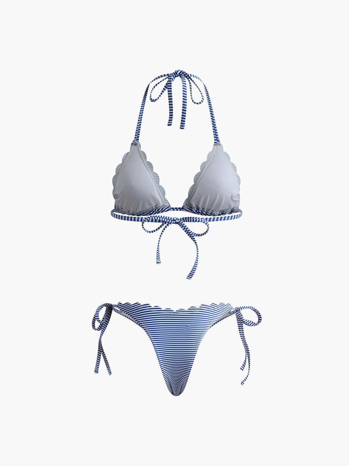 Çizgili Kesim Detay Bikini Seti