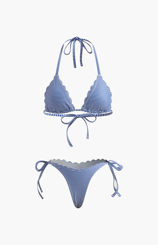 Çizgili Kesim Detay Bikini Seti