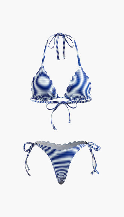 Çizgili Kesim Detay Bikini Seti