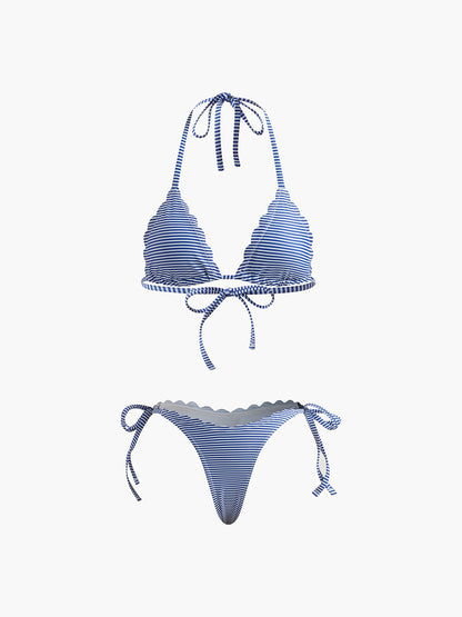 Çizgili Kesim Detay Bikini Seti