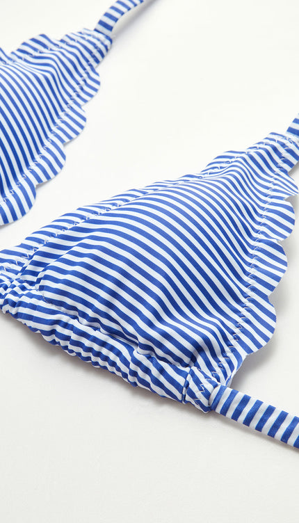 Çizgili Kesim Detay Bikini Seti