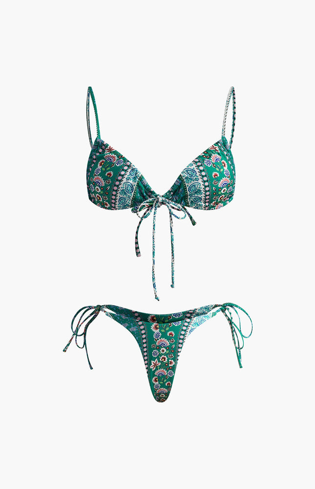 Çiçekli Önden Bağlamalı Bikini Takımı