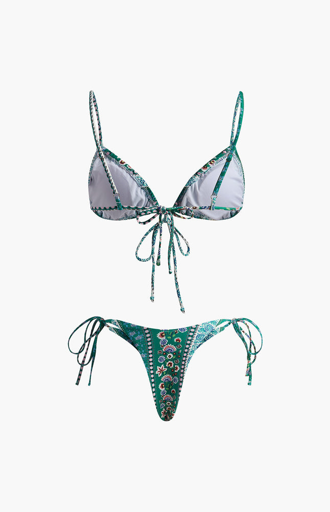 Çiçekli Önden Bağlamalı Bikini Takımı