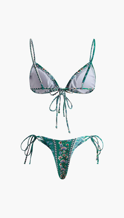 Çiçekli Önden Bağlamalı Bikini Takımı