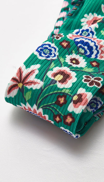 Çiçekli Önden Bağlamalı Bikini Takımı