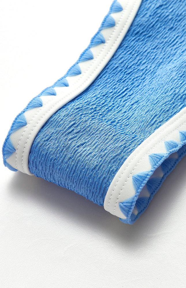 Kontrast Bağcıklı Dokulu Bikini Takımı