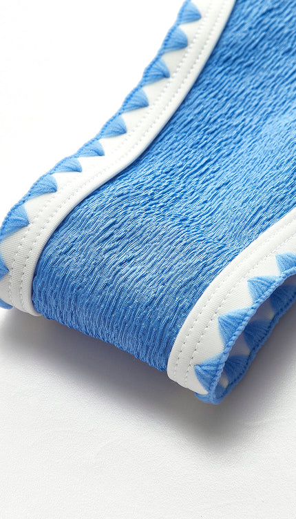 Kontrast Bağcıklı Dokulu Bikini Takımı