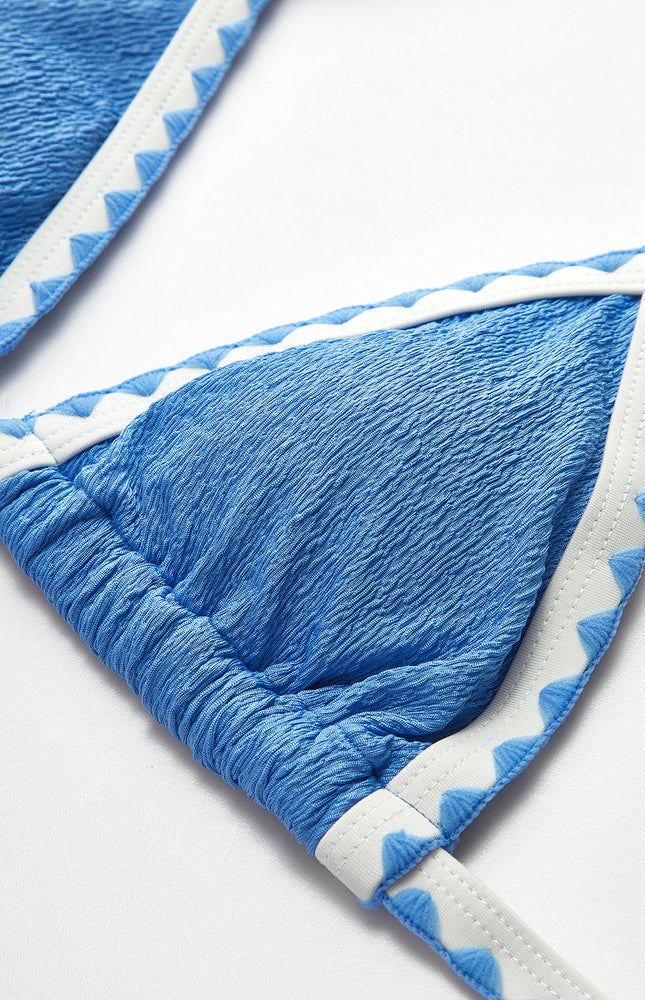 Kontrast Bağcıklı Dokulu Bikini Takımı