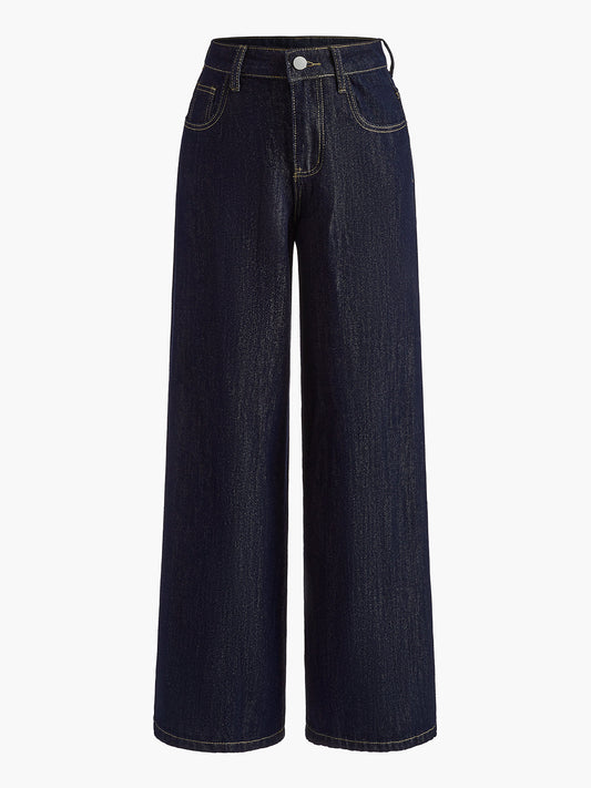 Vintage Wide-Leg Denim Pantolon