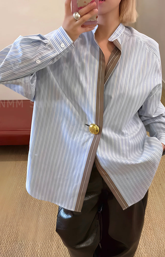 Pamuklu Kontrast Şeritli Çizgili Polo Tişört