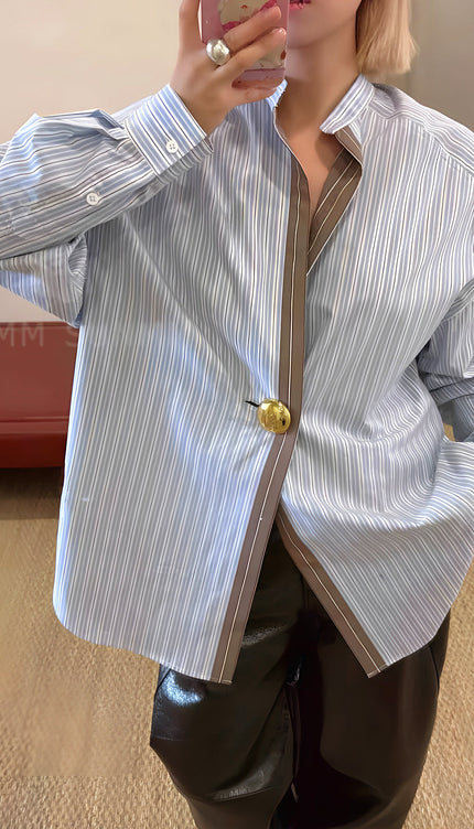 Pamuklu Kontrast Şeritli Çizgili Polo Tişört