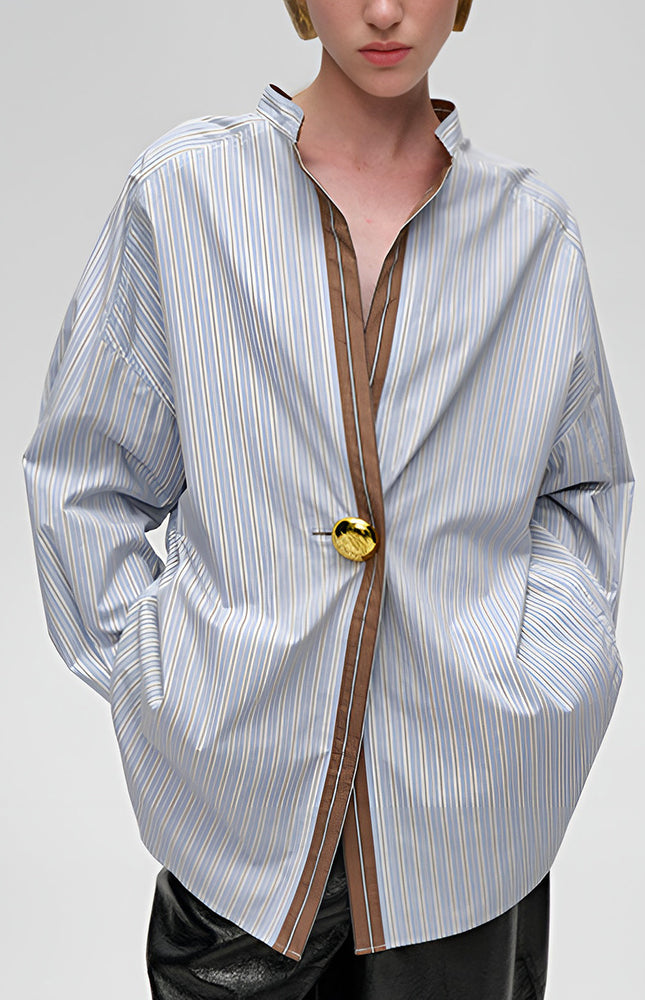 Pamuklu Kontrast Şeritli Çizgili Polo Tişört