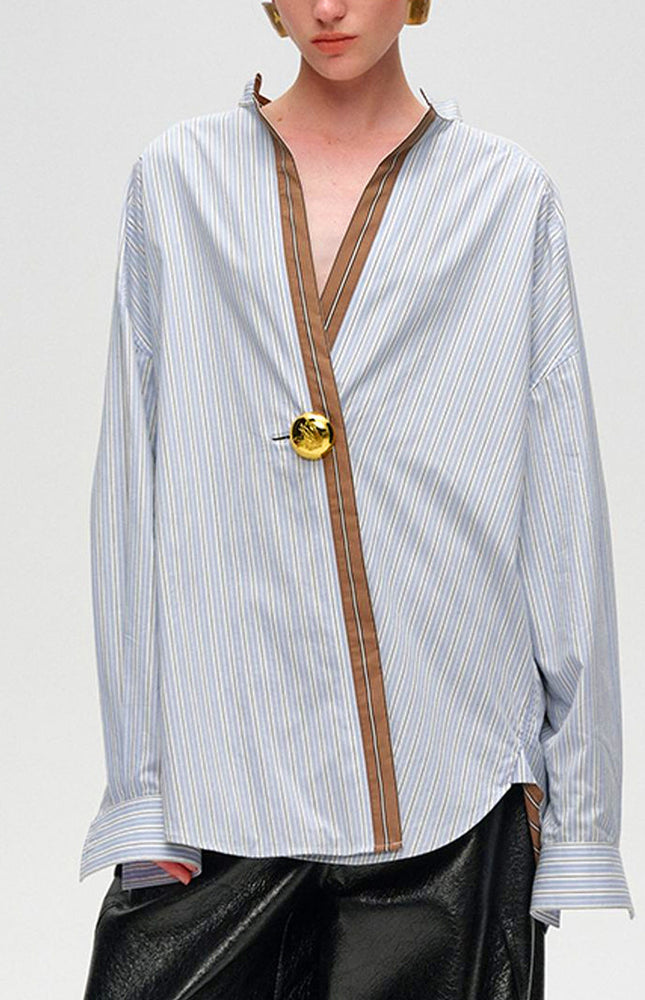 Pamuklu Kontrast Şeritli Çizgili Polo Tişört