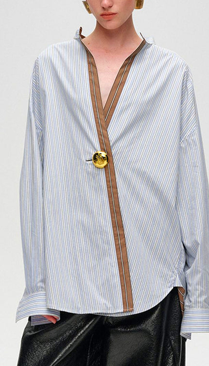 Pamuklu Kontrast Şeritli Çizgili Polo Tişört