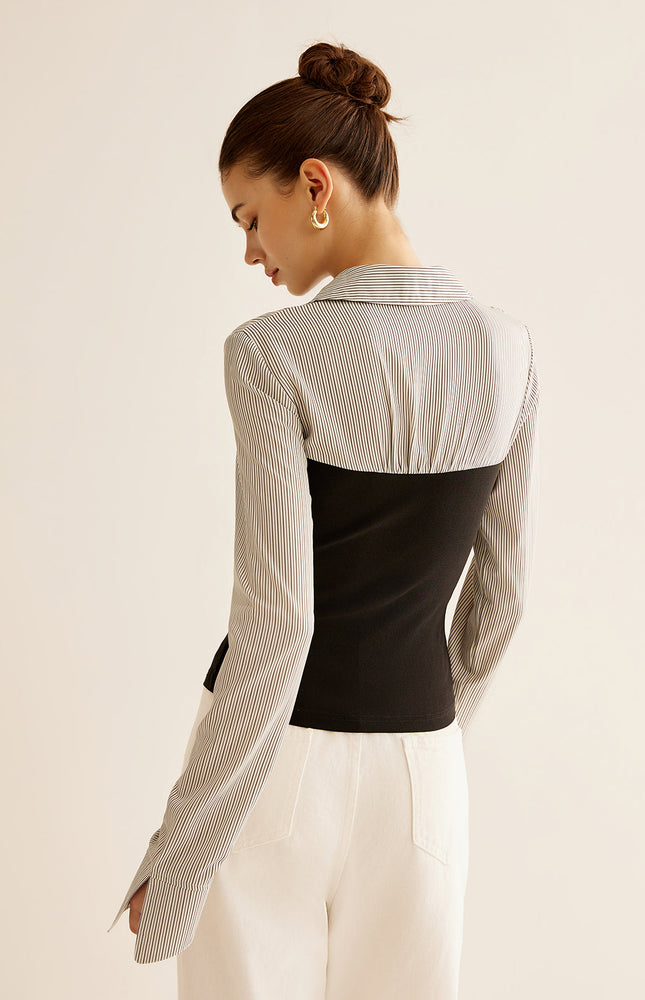 Renk Bloklu Panel Polo Bluz