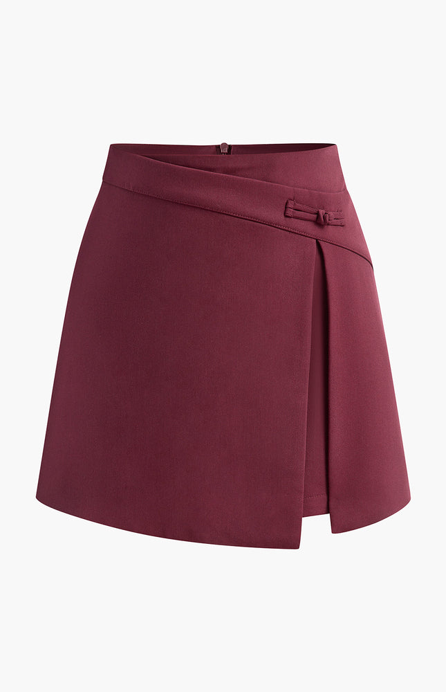 Trendy Asimetrik Yırtmaçlı Mini Etek