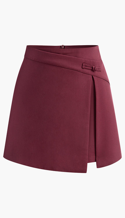 Trendy Asimetrik Yırtmaçlı Mini Etek