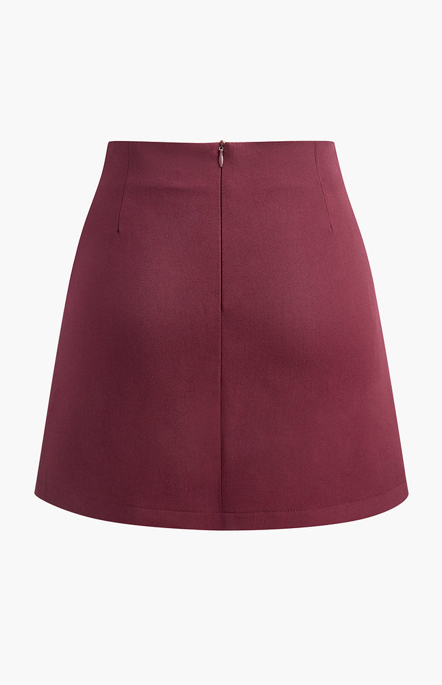 Trendy Asimetrik Yırtmaçlı Mini Etek