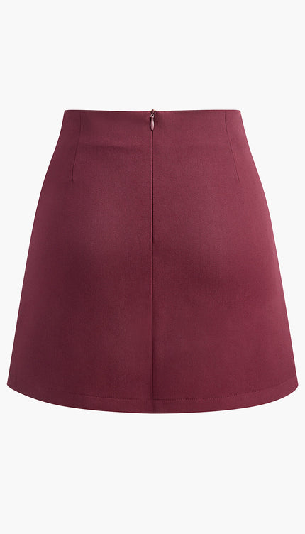 Trendy Asimetrik Yırtmaçlı Mini Etek