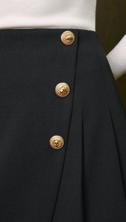 Şık Plise Fermuarlı Etek Şık Metal Aksesuarlarla