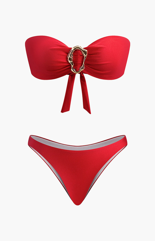 Metal Detayl Bow Bandeau Bikini