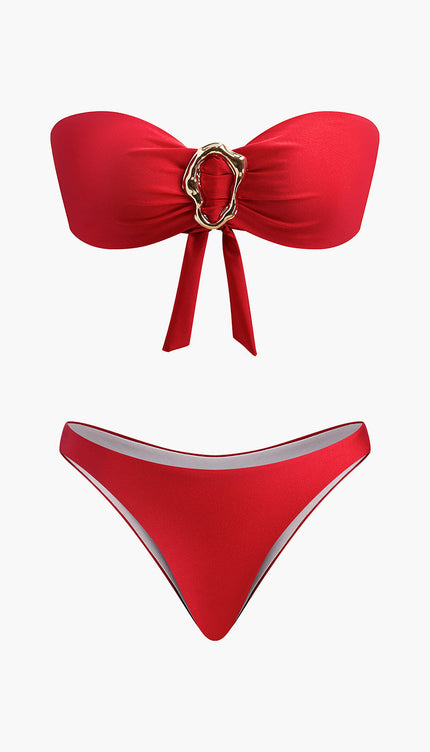 Metal Detayl Bow Bandeau Bikini
