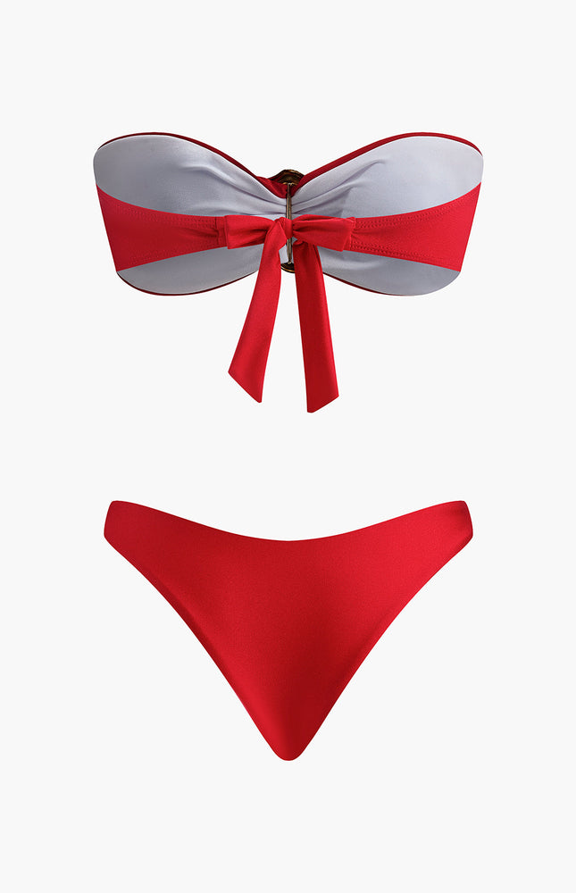 Metal Detayl Bow Bandeau Bikini