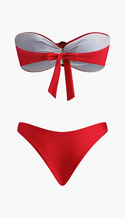 Metal Detayl Bow Bandeau Bikini