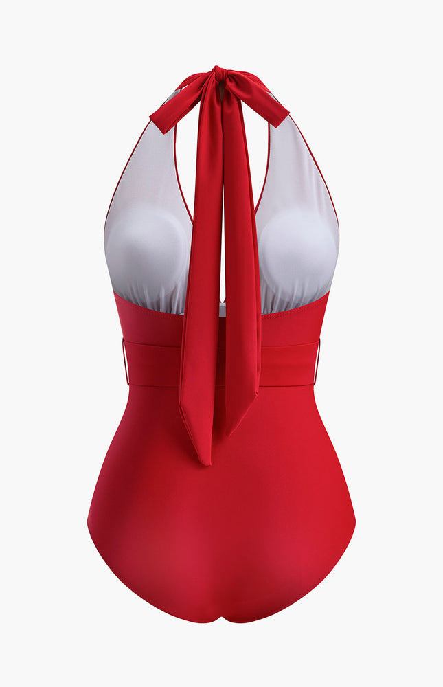 Kemer Detay Boyundan Bağlamalı Mayo