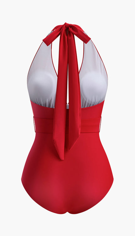 Kemer Detay Boyundan Bağlamalı Mayo